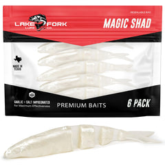 Lake Fork Live Magic Shad Pearl 3.5in close-up showing lifelike action for trophy bass