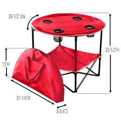 The Lakeside Collection red folding table demonstrates compact, portable design.