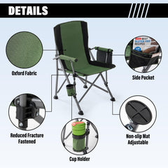 Lamberia camping chair folded compact for easy transport and storage.