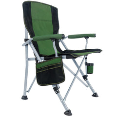 Lamberia camping chair with heavy-duty frame provides stable outdoor seating.