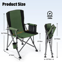 Lamberia camping chair high-back ergonomic design delivers lumbar support outdoors.