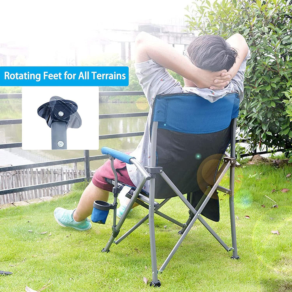 Lamberia camping chair outdoor use gray shown beside a scenic landscape for versatility.
