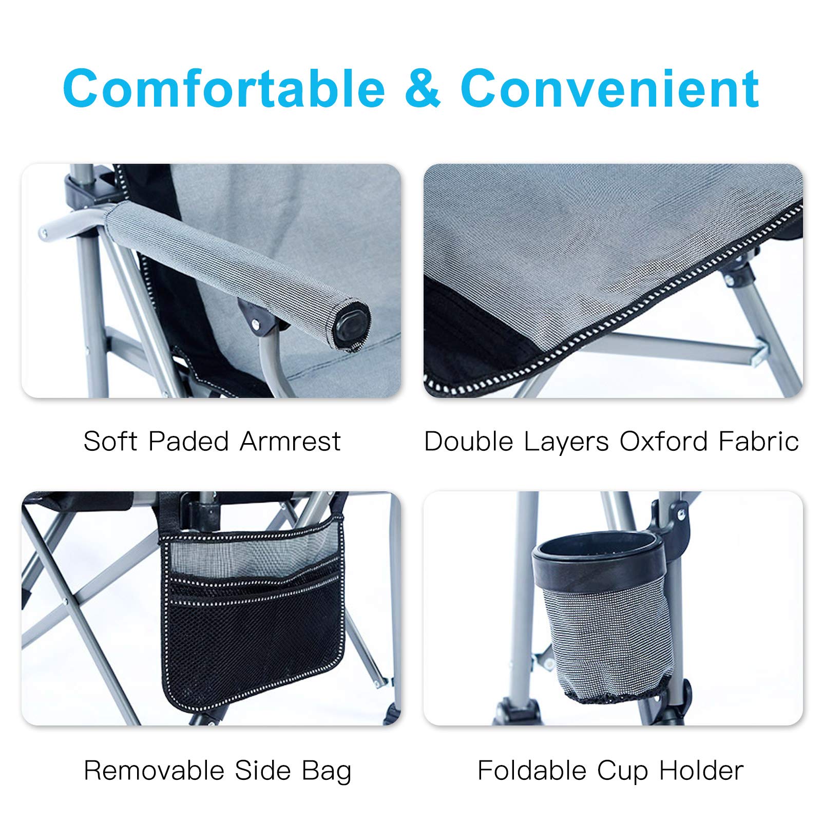Lamberia camping chair portable design gray enables quick setup on trips and campsites.