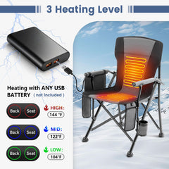 Lamberia heated chair folded-compact shows portable design for travel.