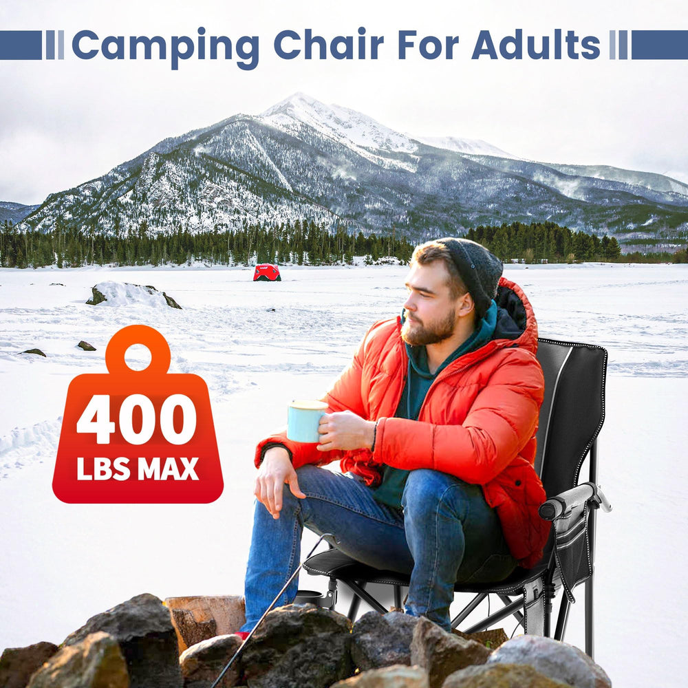 Lamberia heated chair side-pocket keeps essentials within reach.