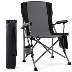 Lamberia outdoor folding chair front view highlights portable comfort for camping or sports events.