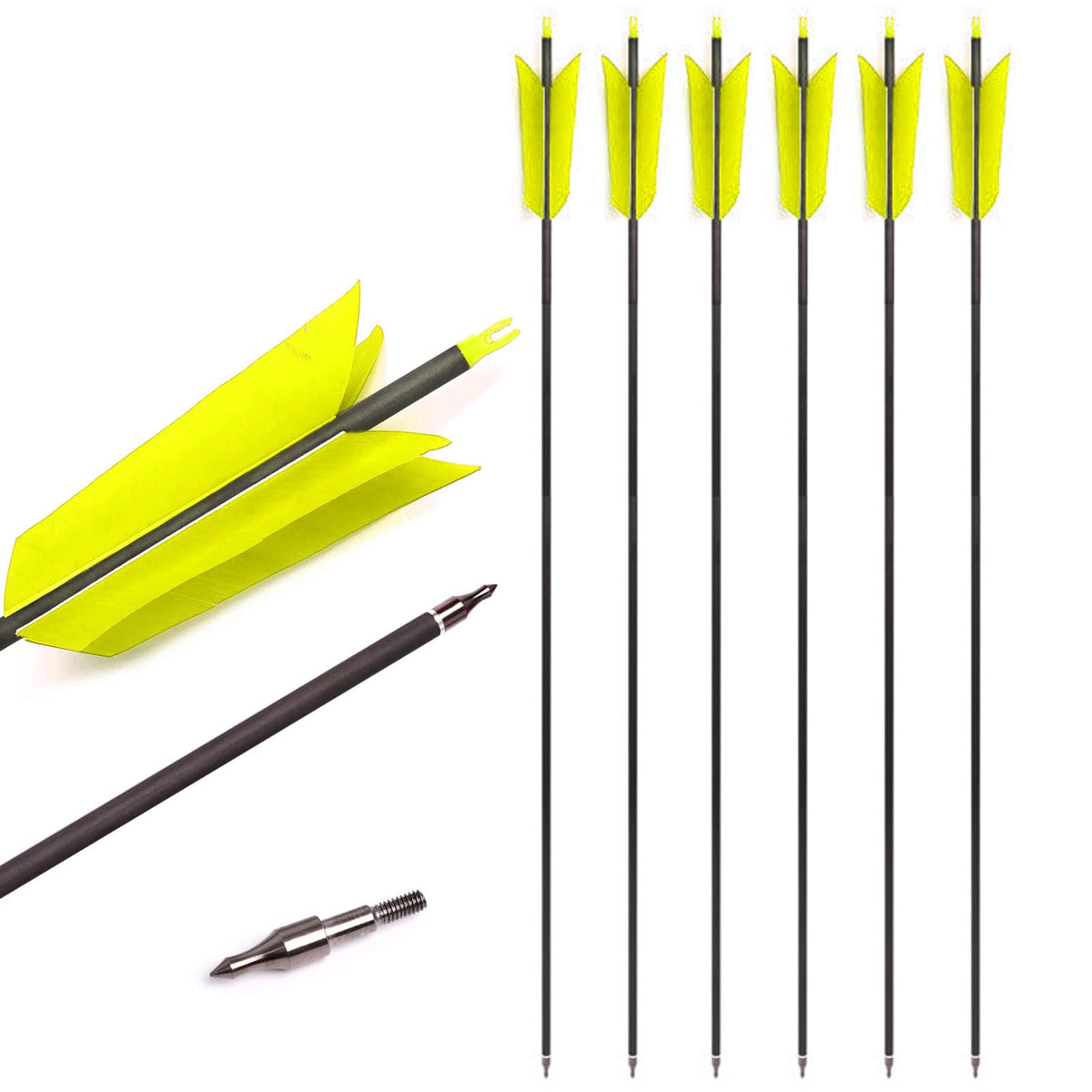 Lamehfyo 31in carbon flu-flu arrow body for durable target practice.