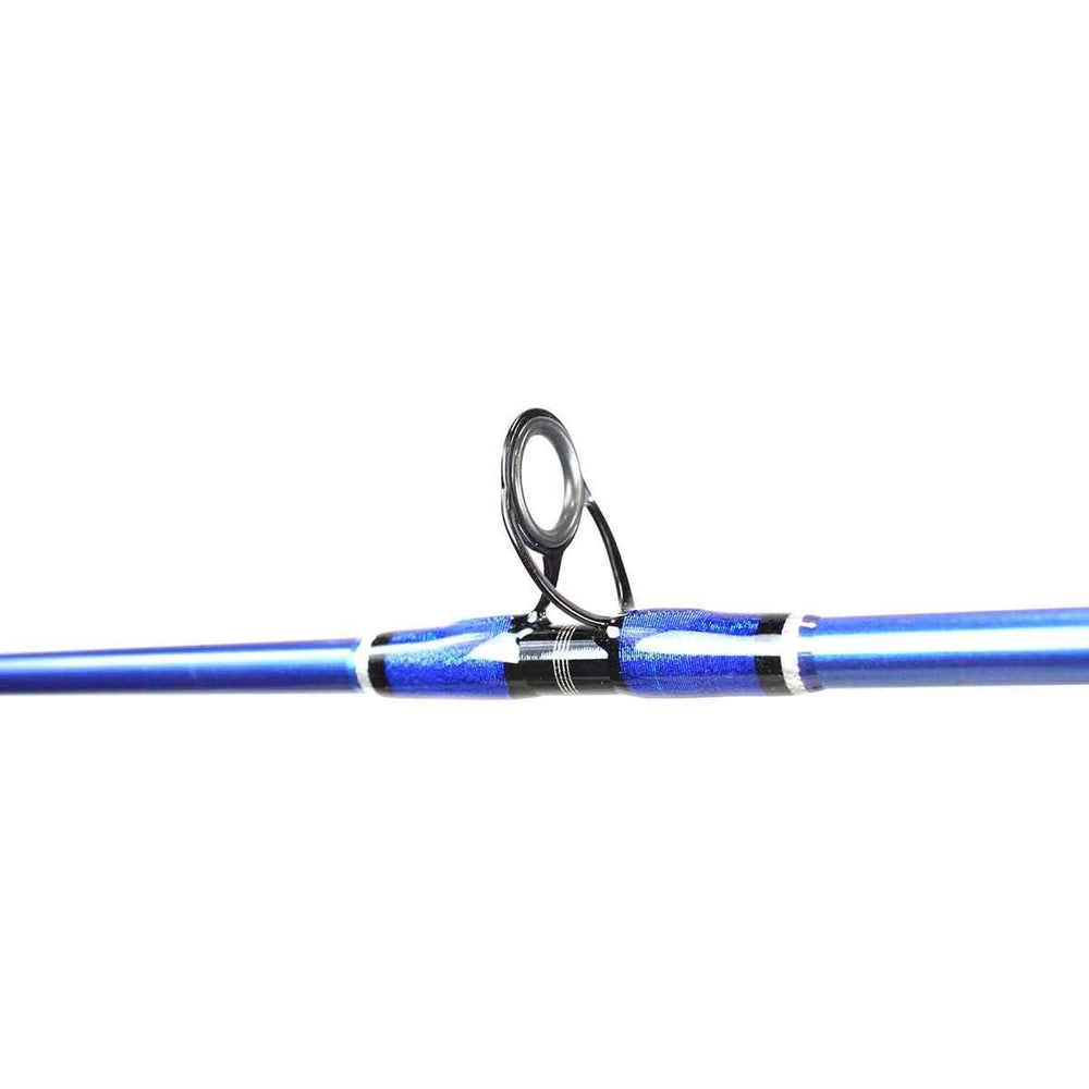 Lamiglas Blue Water tuna trolling setup demonstrates power and reach.