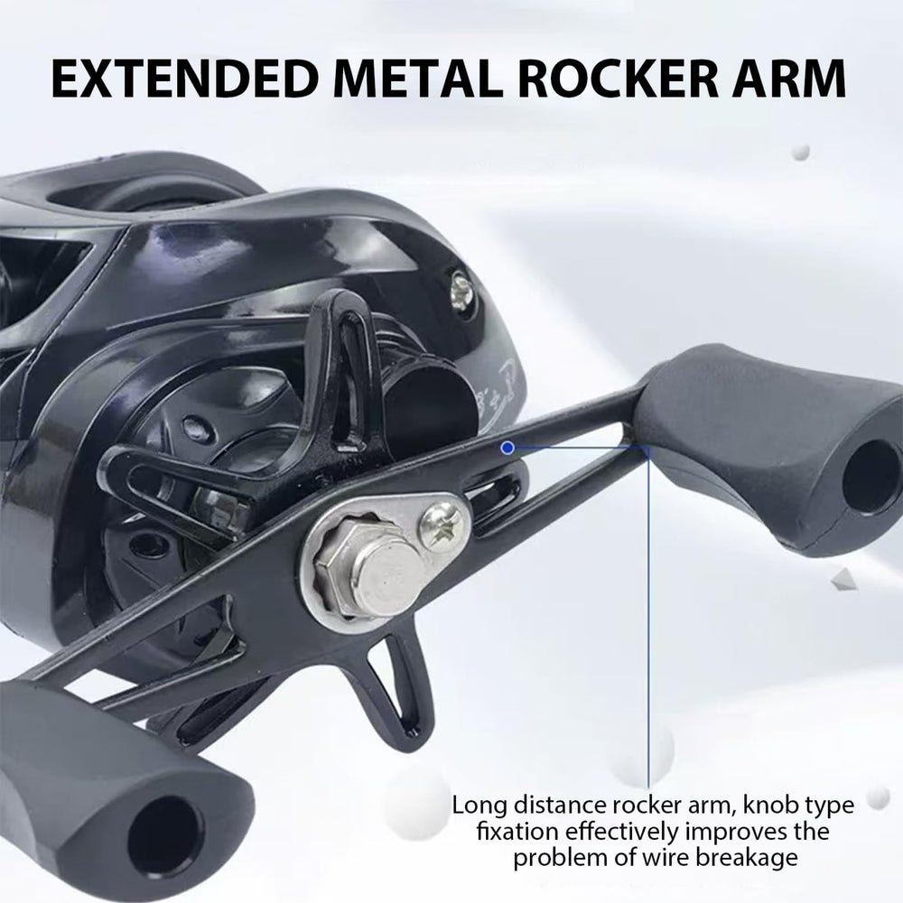 Lamppdcor fishing reels handle close-up, smooth operation and comfortable grip.