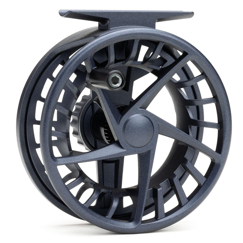 LAMSON Liquid -3+ S-Series Daybreak drag knob closeup highlights strong, smooth conical drag.