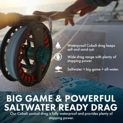 Lamson Liquid Max 10wt ultra-large arbor closeup enables fast line retrieval and reduced memory.