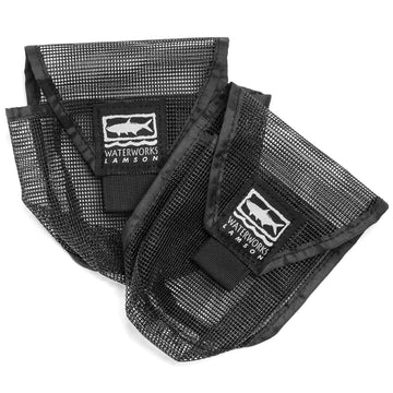 LAMSON Medium Mesh Reel Bag on rod, airflow helps dry reels after use