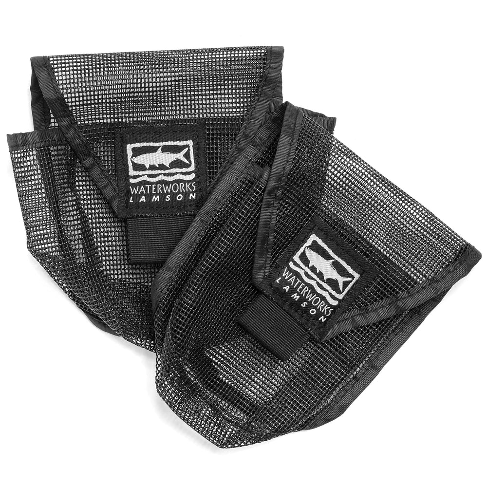 LAMSON Medium Mesh Reel Bag on rod, airflow helps dry reels after use