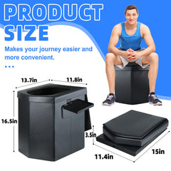 LanAqua portable toilet folded in bag demonstrates quick, tidy setup for travel