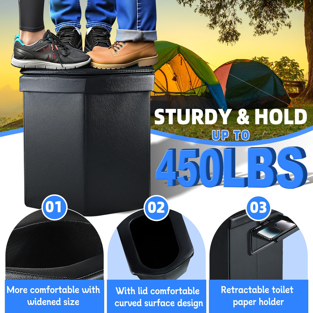 LanAqua portable toilet premium materials close-up highlights leather and fiberboard durability