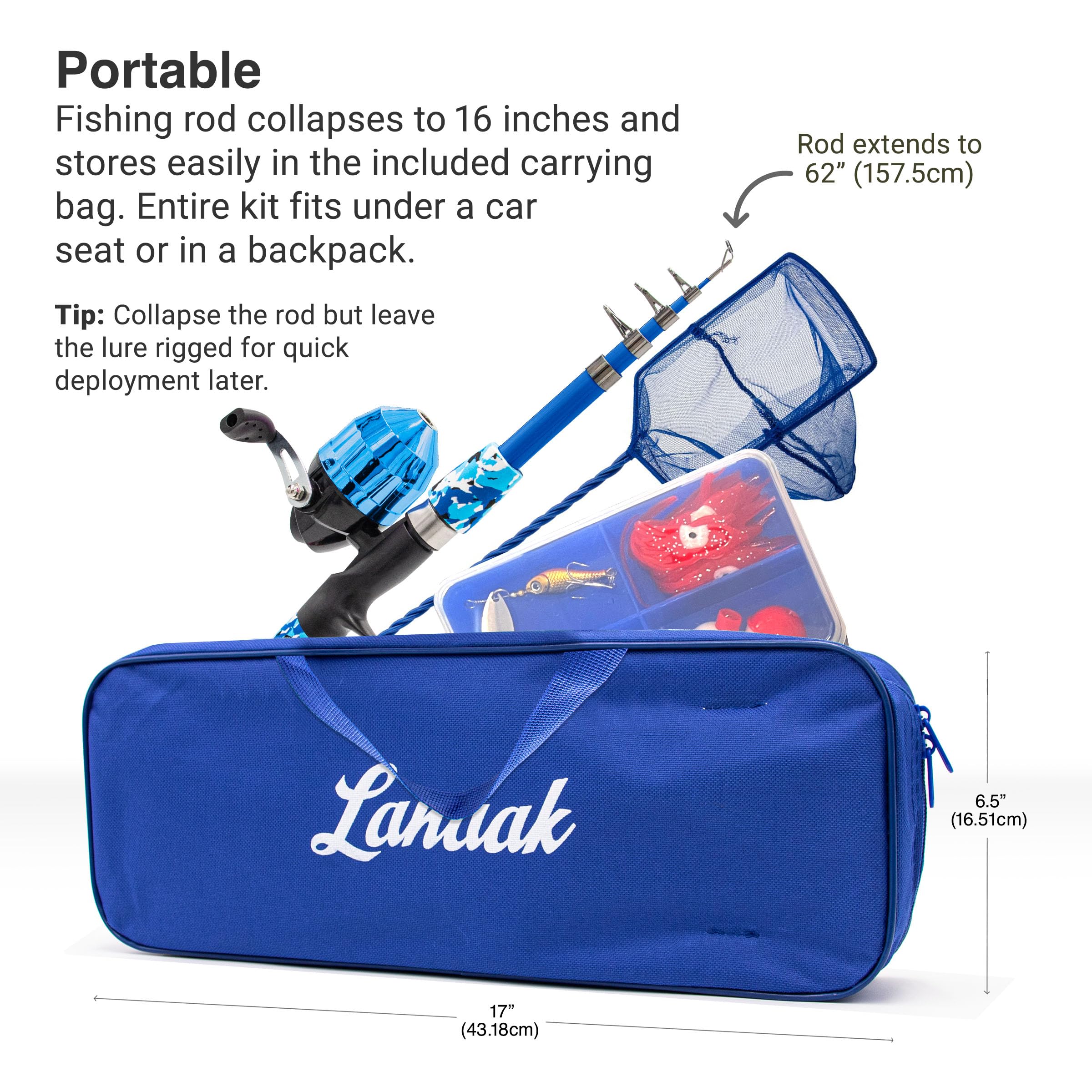 Lanaak kids minnow net blue ideal for catching bait on the go
