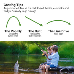 Lanaak reel pre-spooled with 200 ft of 8 lb line for easy casting
