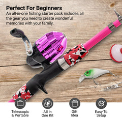 Lanaak pink tackle box opened with gear for on-the-go fishing