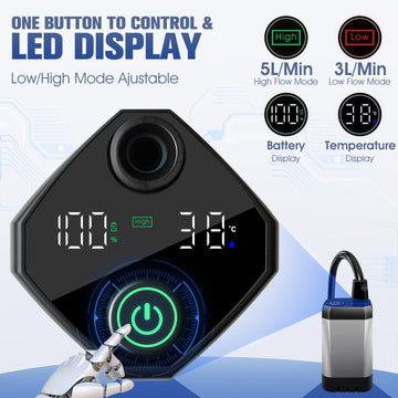 LanBlu portable shower LED display shows temperature and battery at a glance.