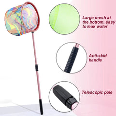 Telescopic extension of Lanboon kids fishing net from 26.8 to 37.4 inches