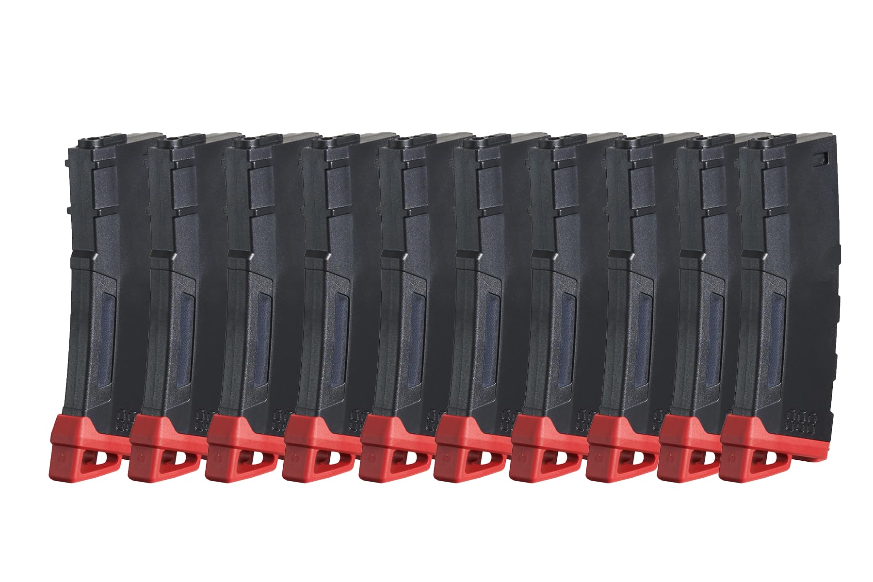 Lancer Tactical 130-round mag with transparent window for quick BB checks.