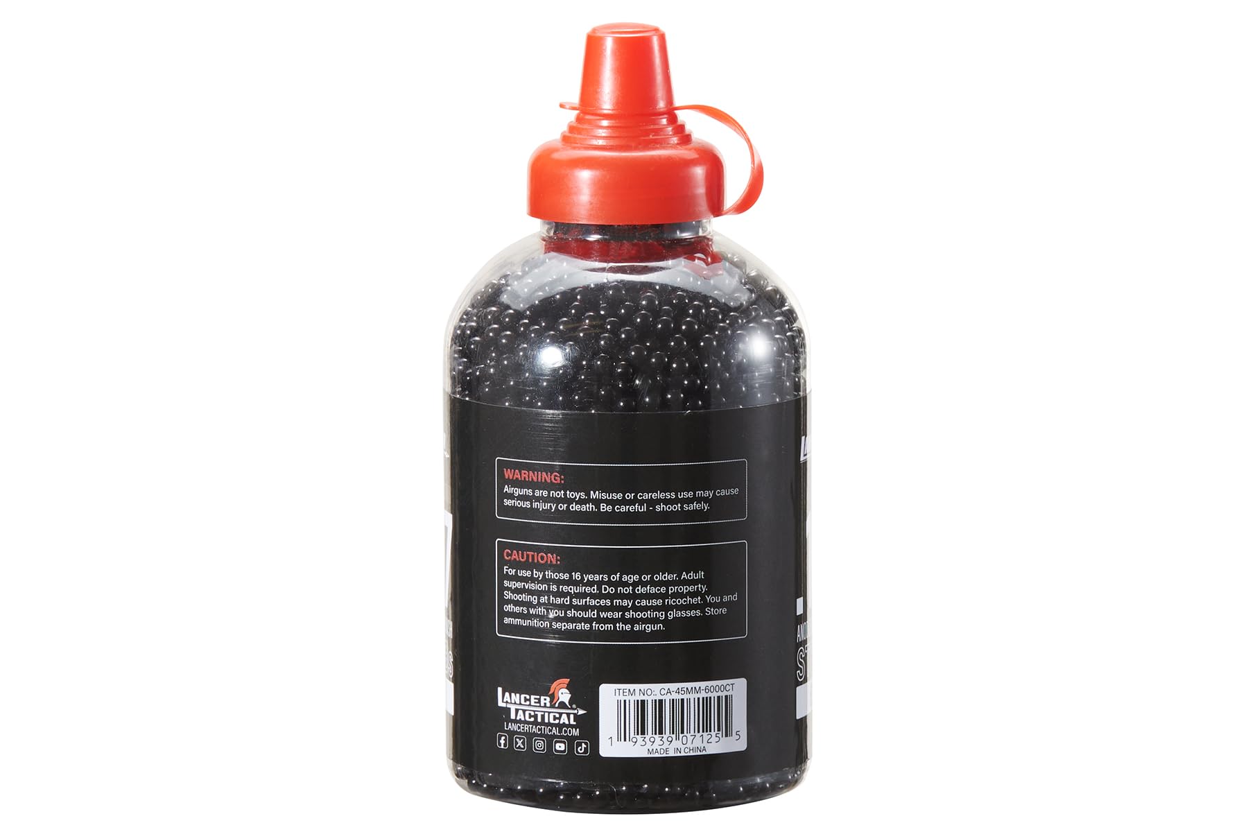 Lancer Tactical 4-5mm steel BBs in sealed container for long-lasting, ready-to-use ammo.