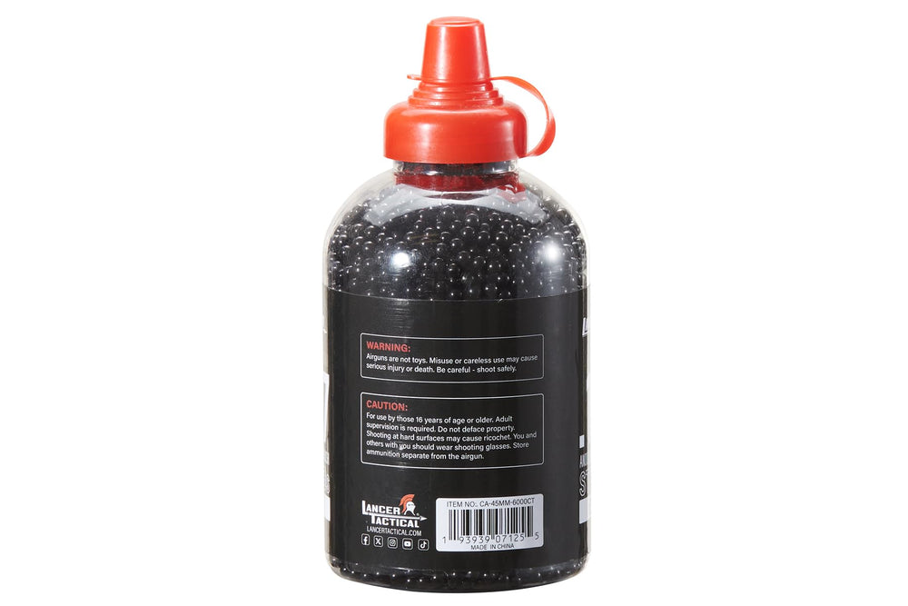 Lancer Tactical 4-5mm steel BBs in sealed container for long-lasting, ready-to-use ammo.