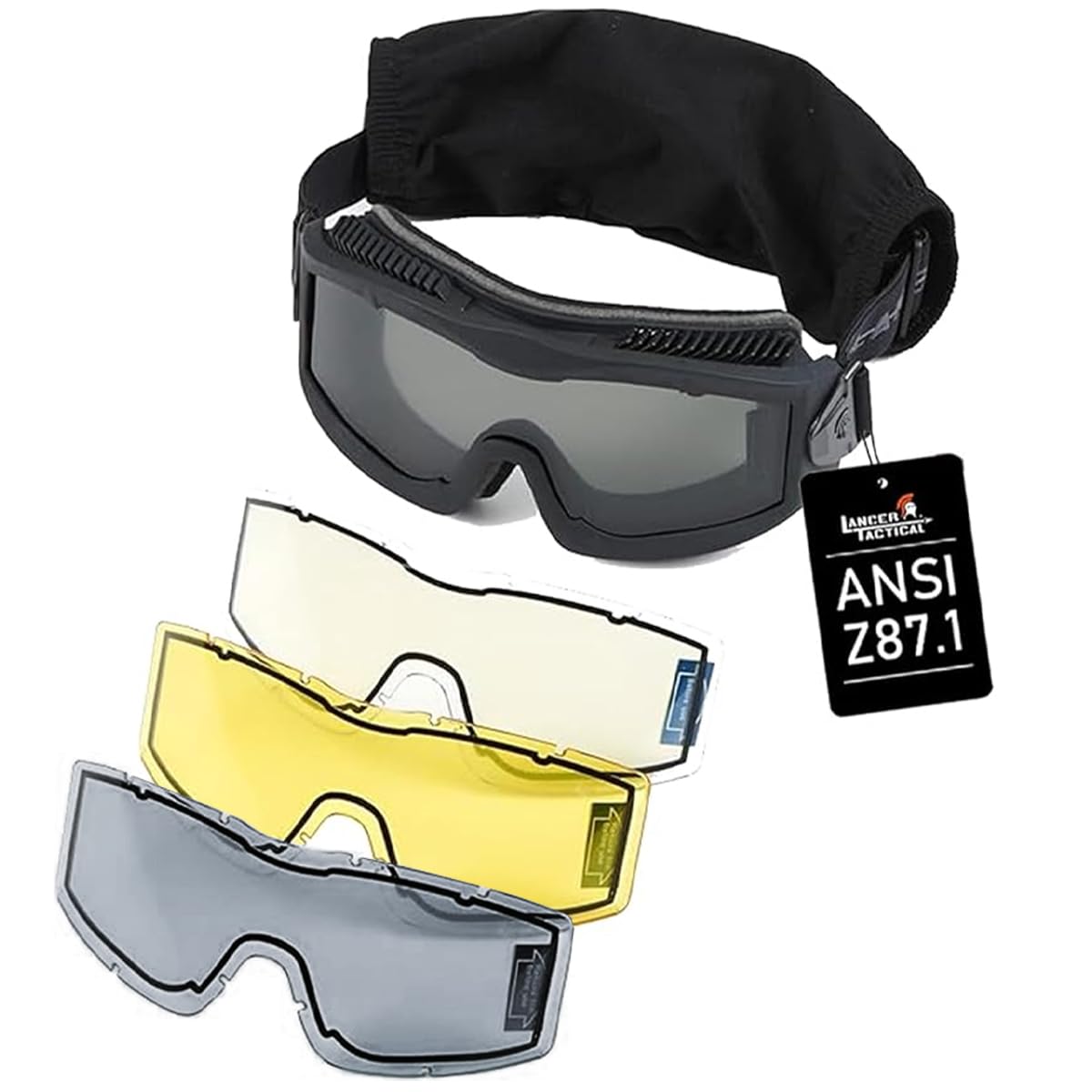Lancer Tactical AERO safety goggles frame offers lightweight protection for indoor and outdoor use.
