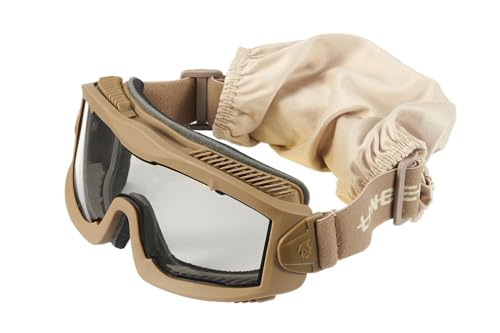 Lancer Tactical AERO tan frame with clear lens for versatile outdoor use.