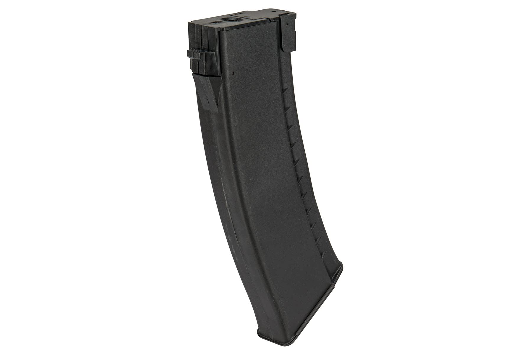 Lancer Tactical AK hi-capacity magazine bottom winding wheel, glove-friendly winding.