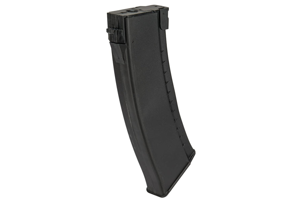 Lancer Tactical AK hi-capacity magazine bottom winding wheel, glove-friendly winding.