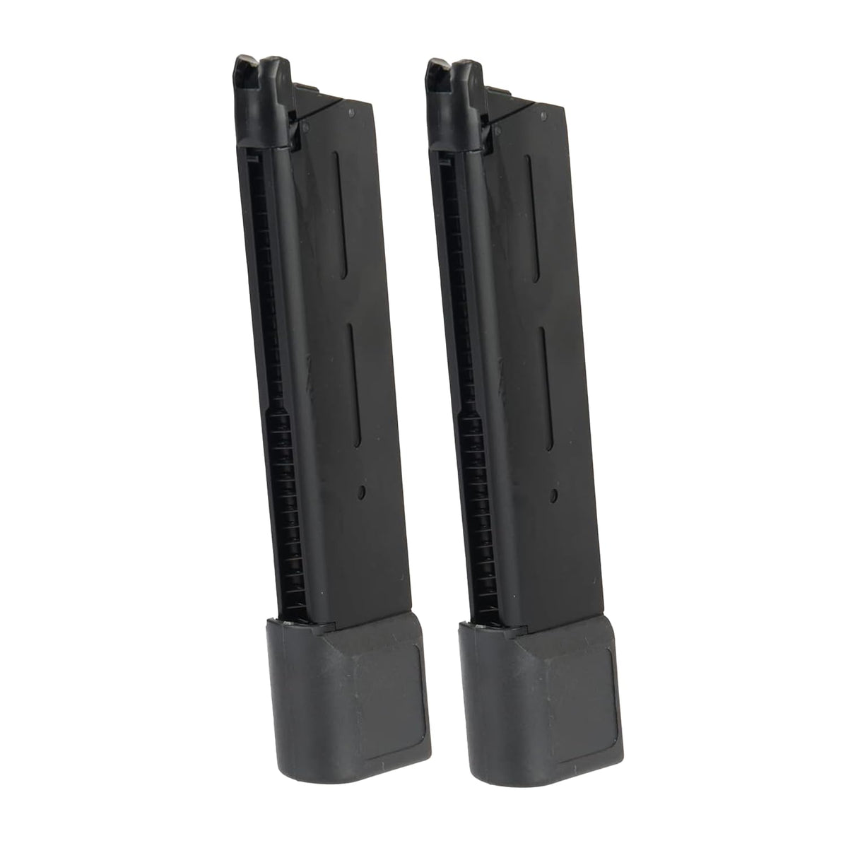 Lancer Tactical Army Armament 1911 extended mag two-pack with steel body, extended base, and reliable feeding