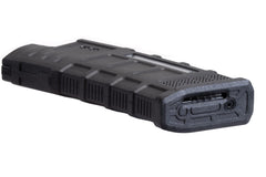 Windowed panel on Lancer Tactical AUG mag shows remaining rounds at a glance.