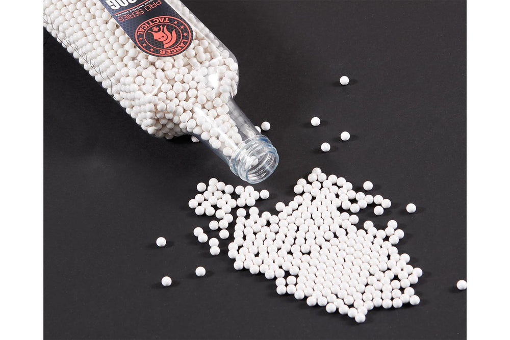 Lancer Tactical white BBS finish improves visibility on the field.