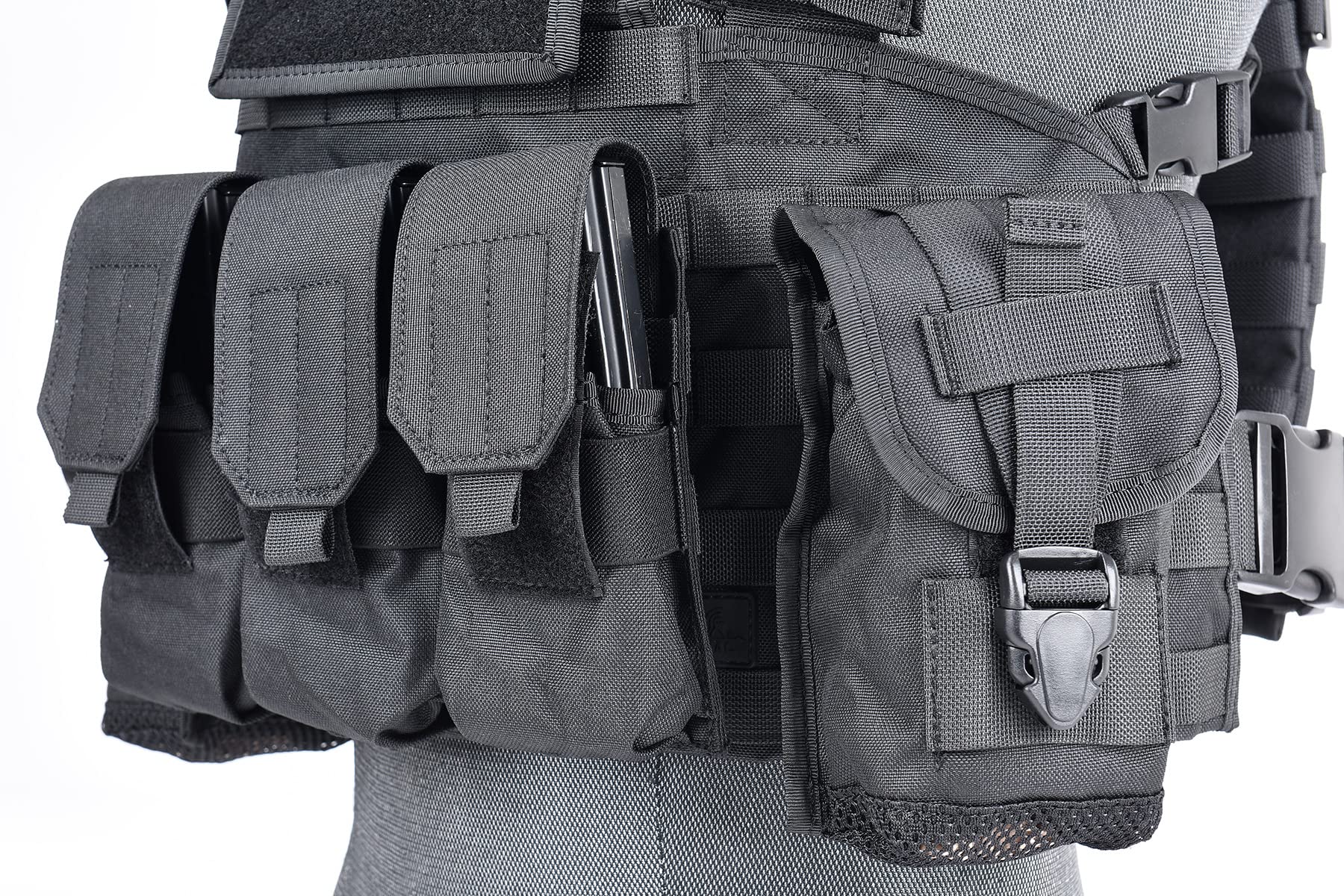 Lancer Tactical chest rig fold-down panel offering a low-profile setup.
