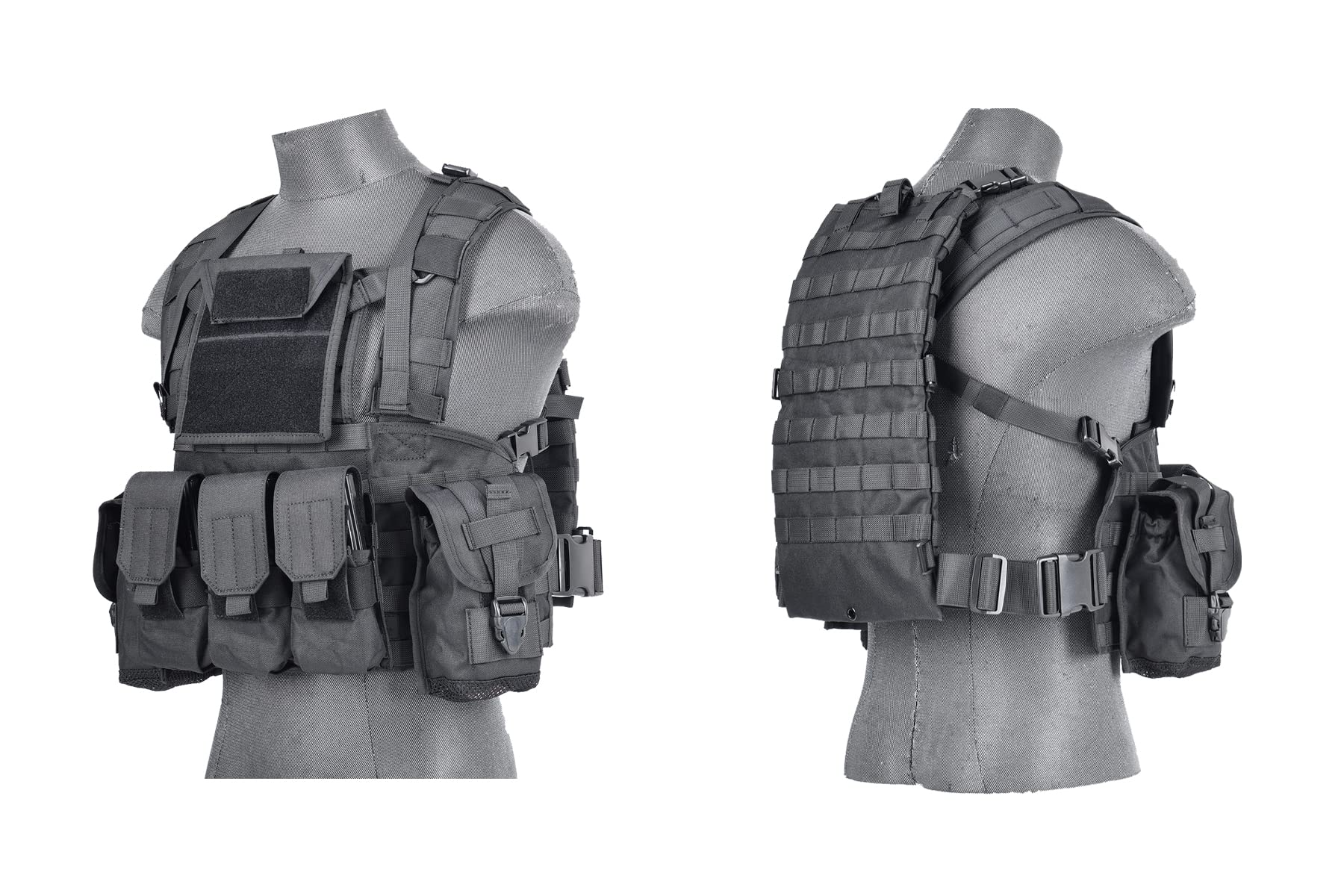 Lancer Tactical chest rig front view with MOLLE webbing for modular gear access.