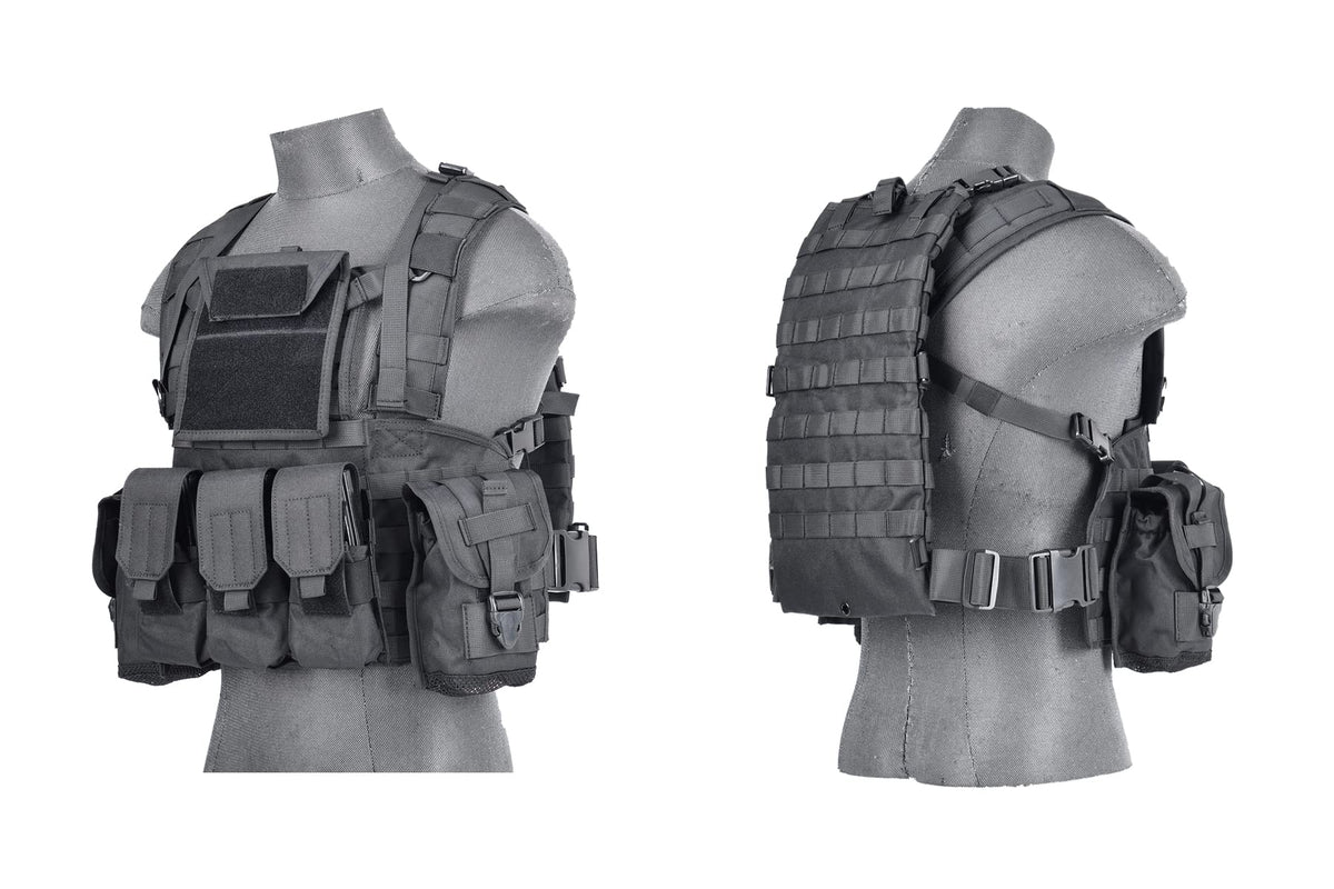 Lancer Tactical chest rig front view with MOLLE webbing for modular gear access.