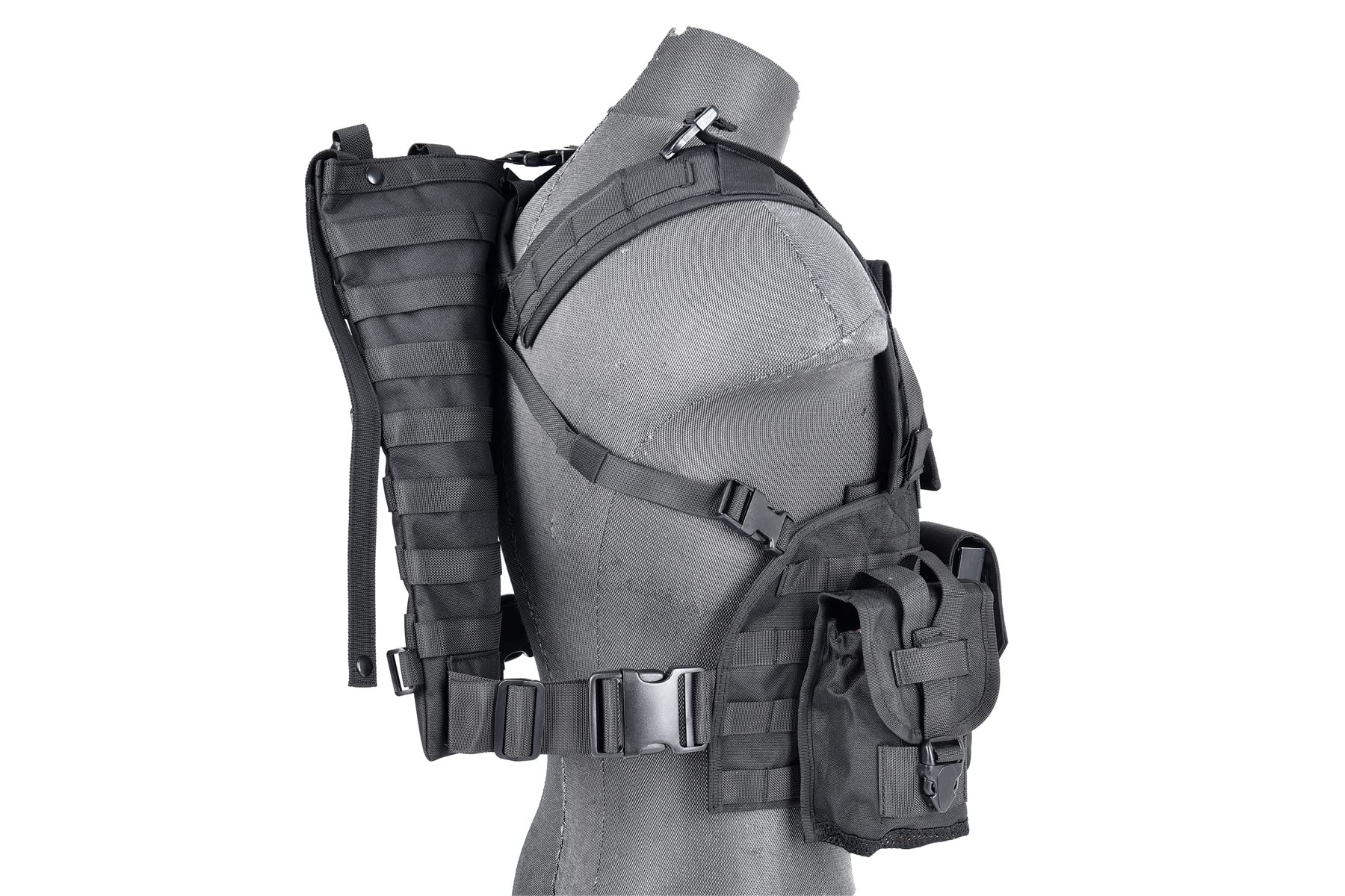 Lancer Tactical chest rig showing adjustable harness options for fit.