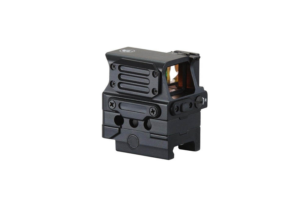 Lancer Tactical FC1 red dot sight side view with illuminated reticle settings