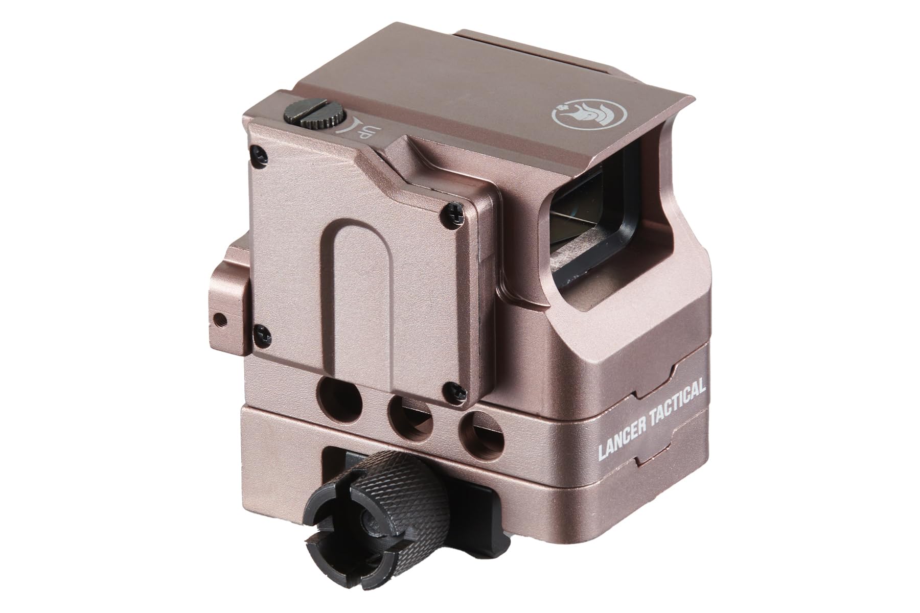 Lancer Tactical FC1 red dot sight side view, compact profile for quick mounting.