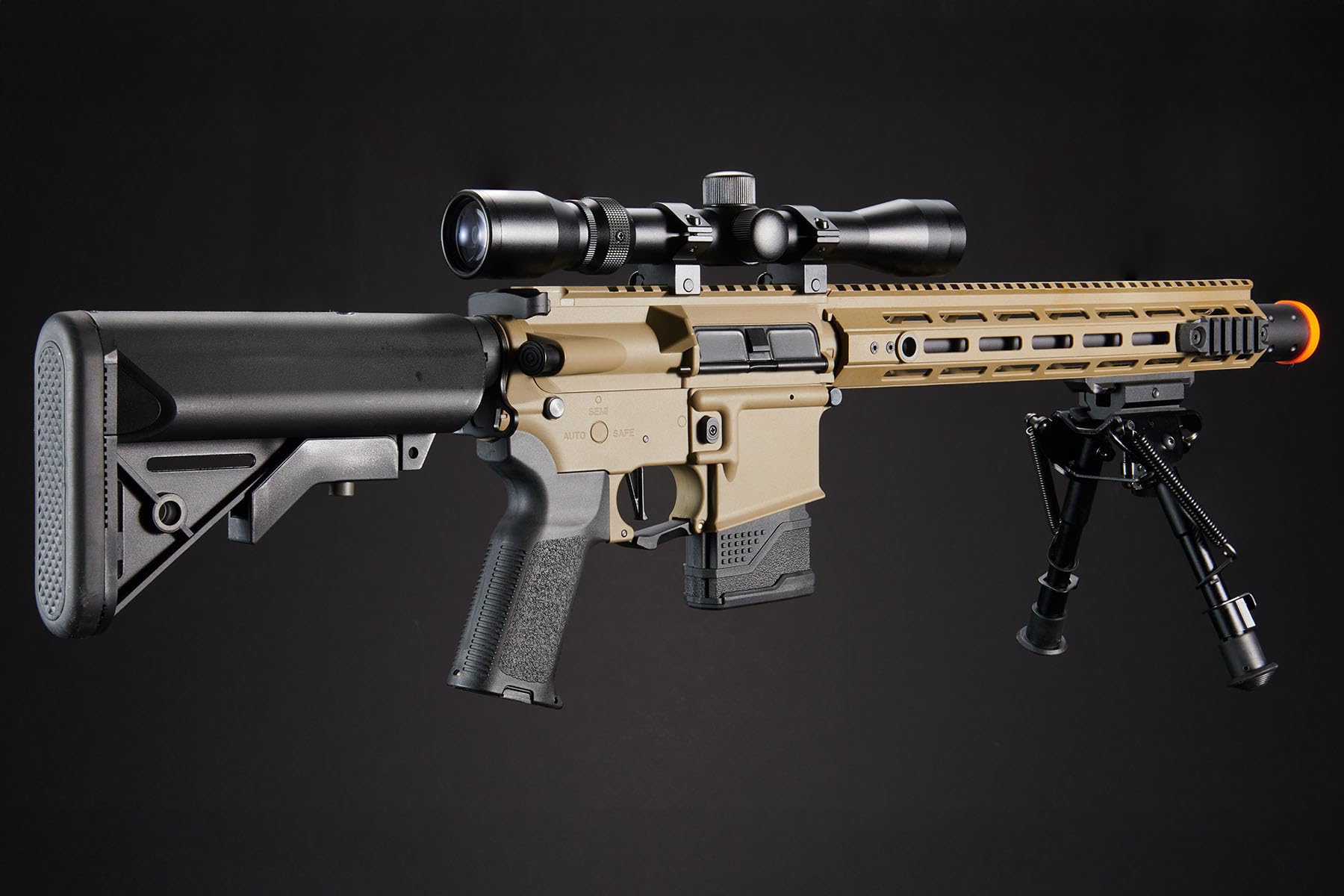 Lancer Tactical flip-up sights enable fast target acquisition in any scenario.