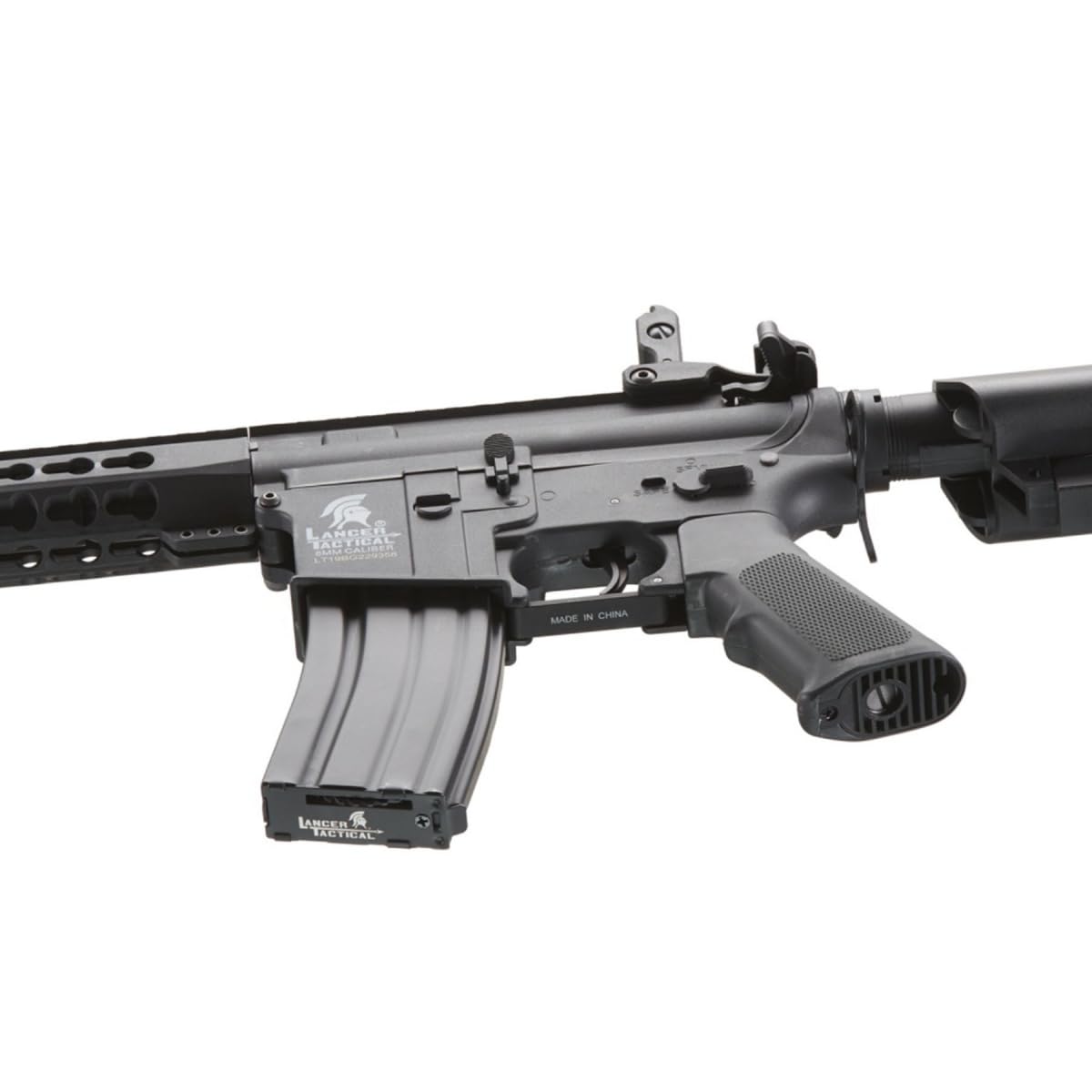 Lancer Tactical Gen 2 M4 adjustable, retractable stock for different shooter sizes.