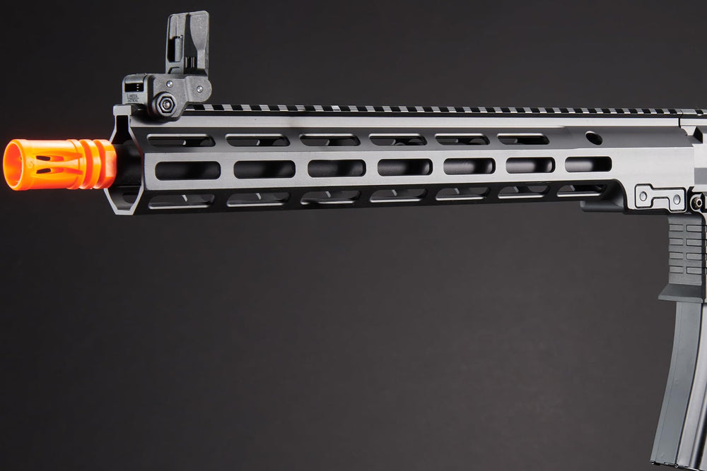 Rotary hop-up and low-profile flip-up sights enable precise aiming