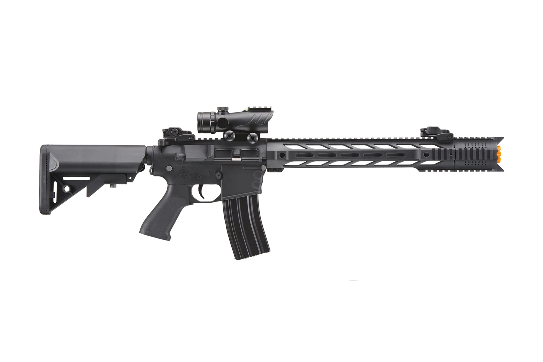 Lancer Tactical Gen II Interceptor top optic rail supports scopes and magnifiers.