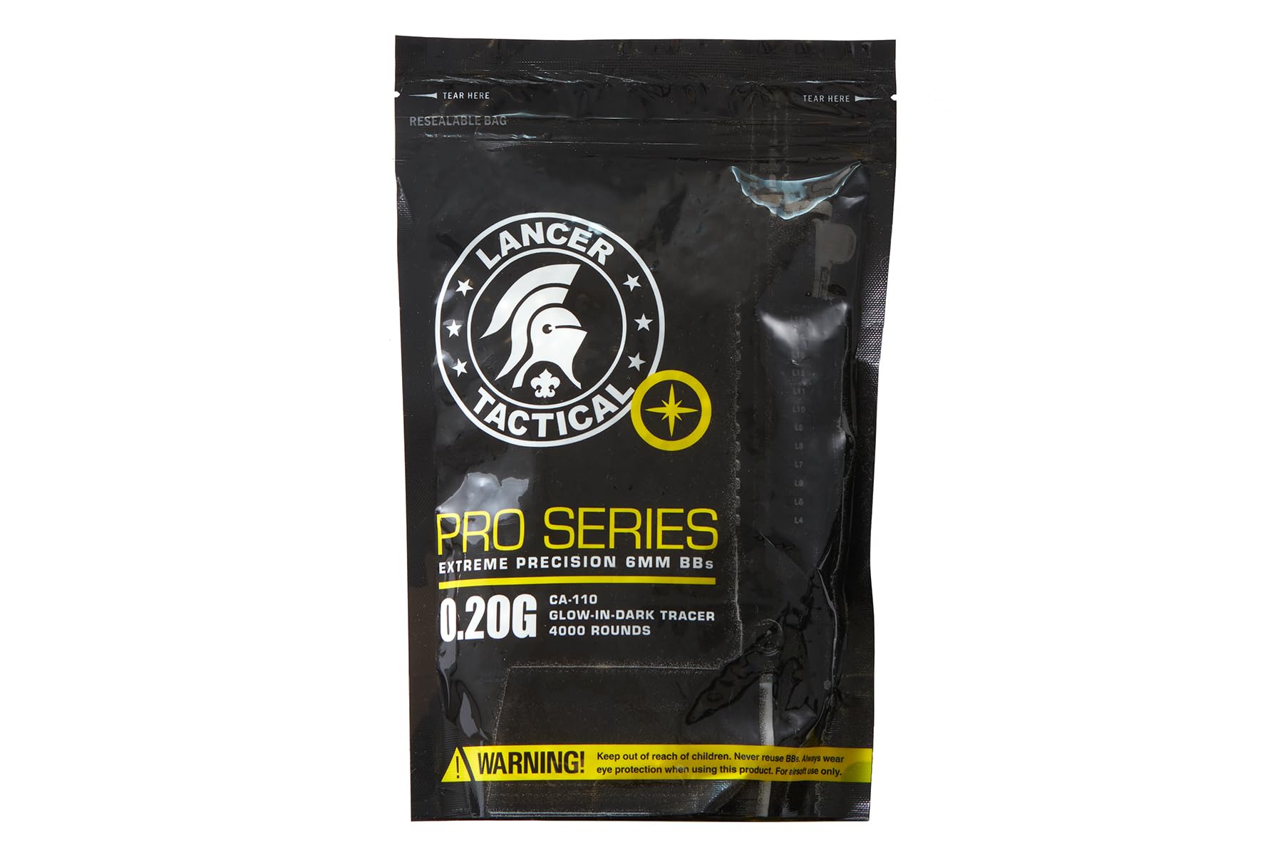 Lancer Tactical glow-green 6mm BBS for visibility in low-light airsoft.