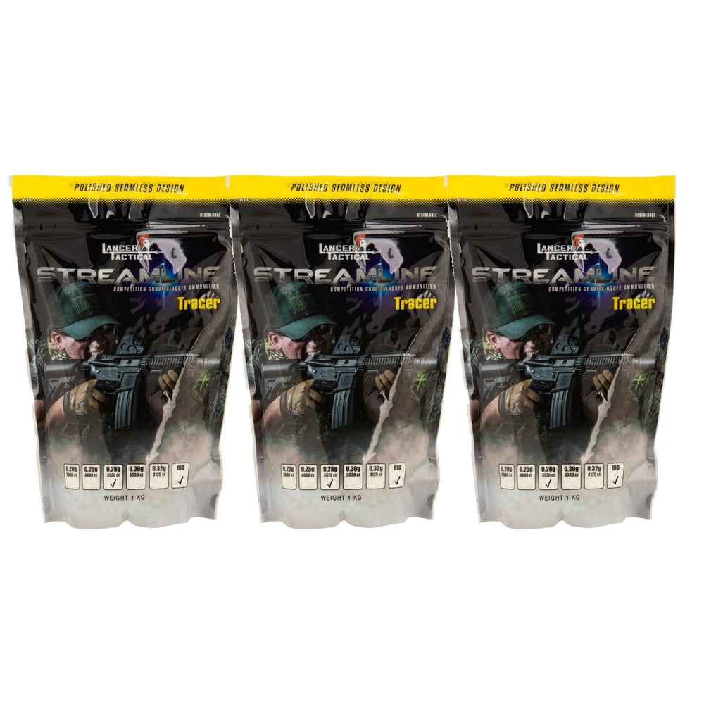 Lancer Tactical glow in the dark BBS for visibility and stable flight.