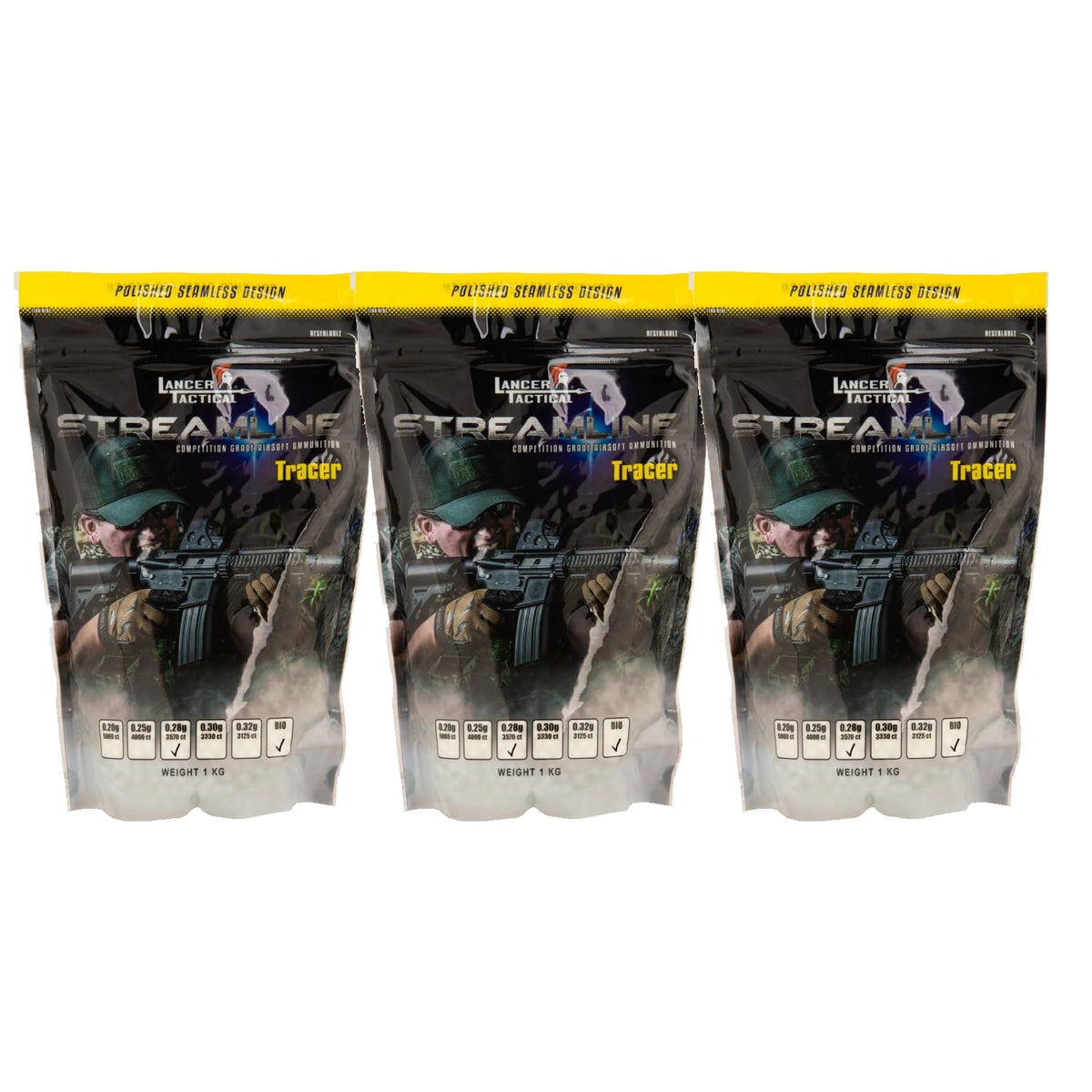 Lancer Tactical glow in the dark BBS for visibility and stable flight.