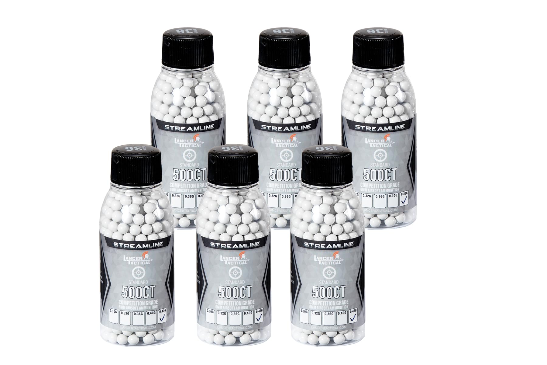Lancer Tactical heavy sniper BBS pack with six mini bottles ensuring smooth feed and consistent rounds.