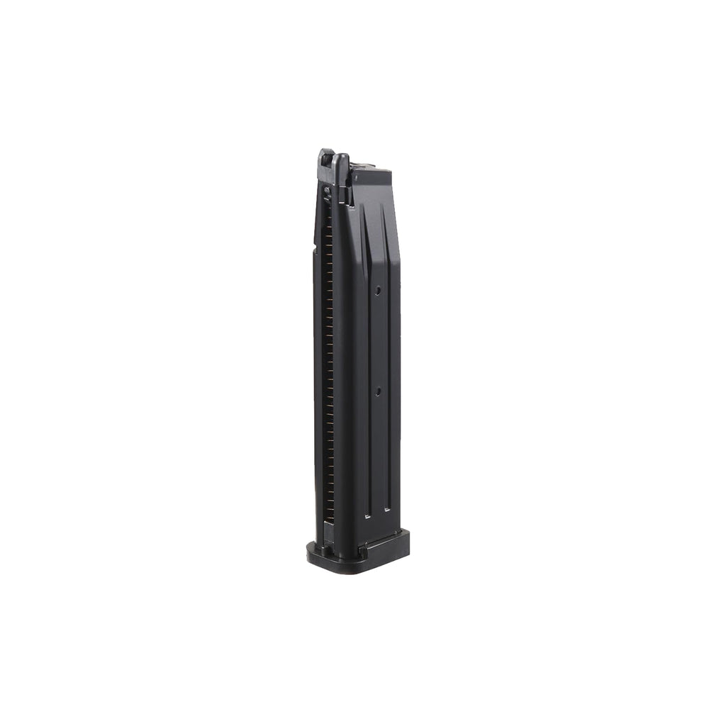 Lancer Tactical Knightshade 45-round magazine showing full metal body ready for reliable feeding.