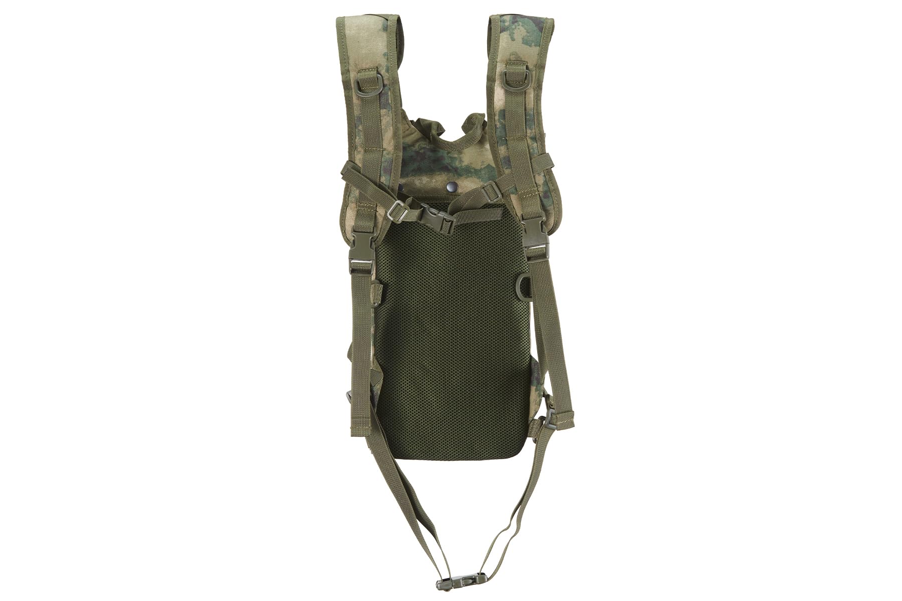 Lancer Tactical hydration pack includes waist and sternum straps for stable wear.